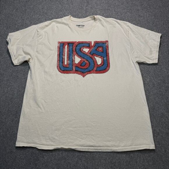 Women's Thrifted by LivyLu USA Retro Graphic Patriotic American Tee Size XL - Picture 1 of 6